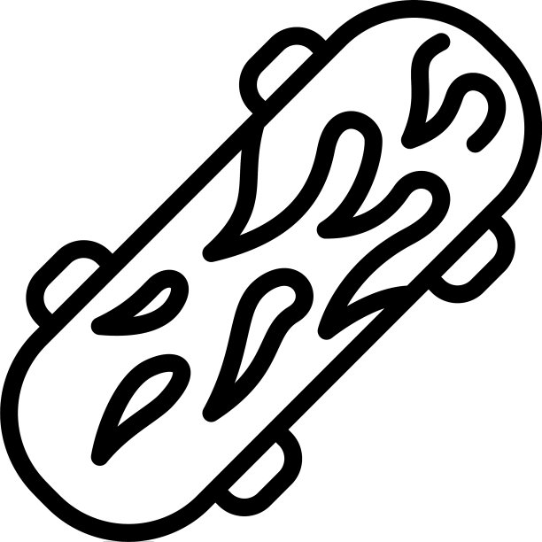 火火焰滑板图标轮廓风格图片下载