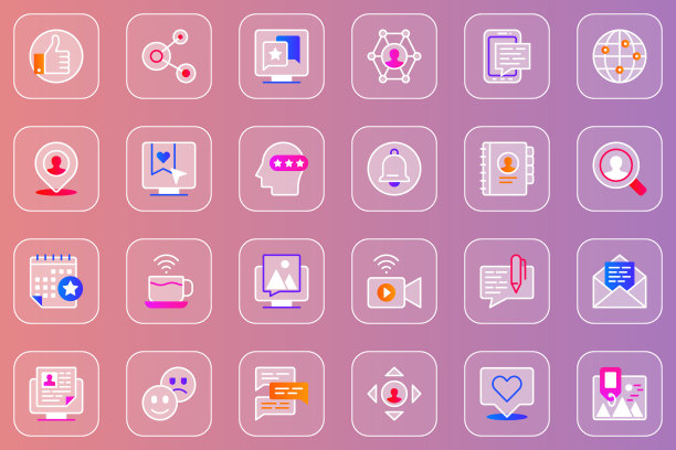 社交网络Web玻璃质感图标合集图片下载