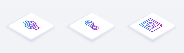 设置等距线腕表耳朵与耳环图片下载