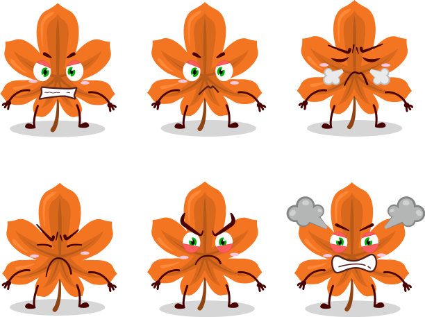 橙子干树叶卡通人物图片下载