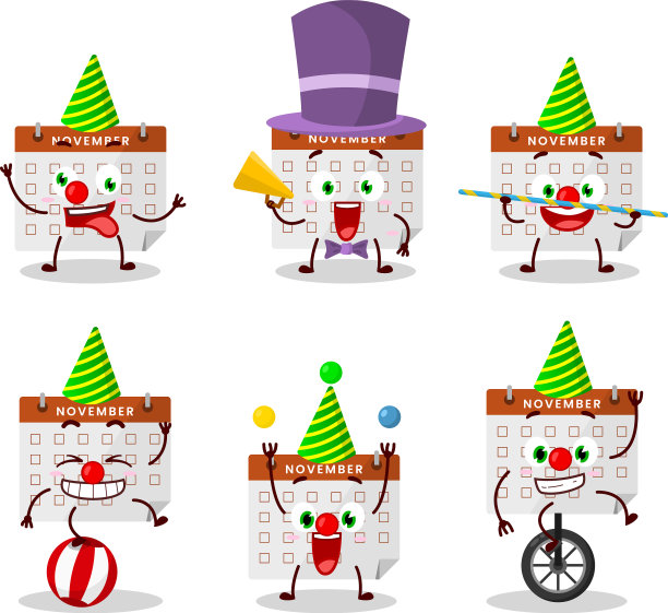 卡通人物感恩节日历图片下载