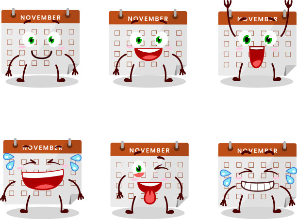 卡通人物感恩节日历图片下载