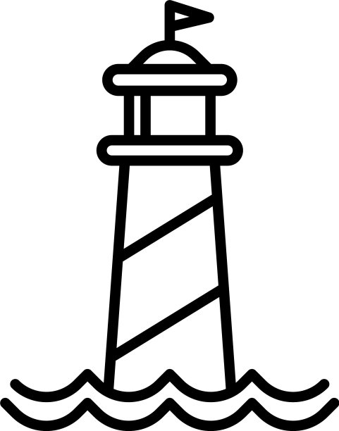 灯塔图标轮廓风格图片下载