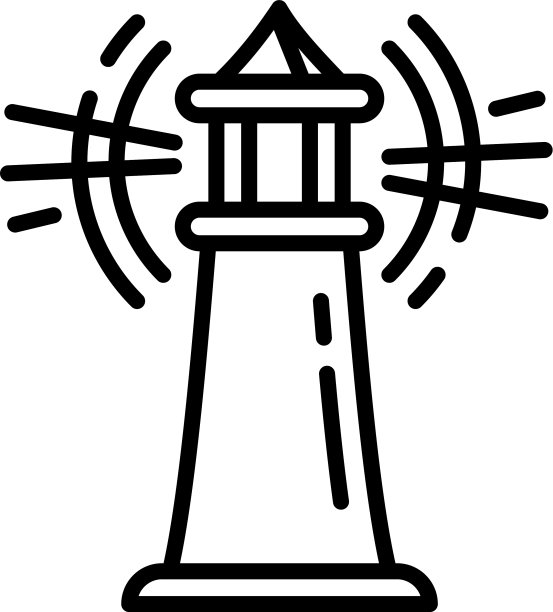 警告灯塔图标轮廓风格图片下载