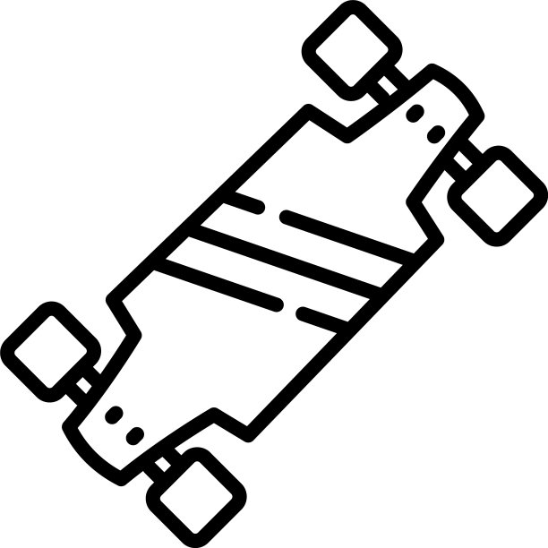 长滑板图标轮廓风格图片下载