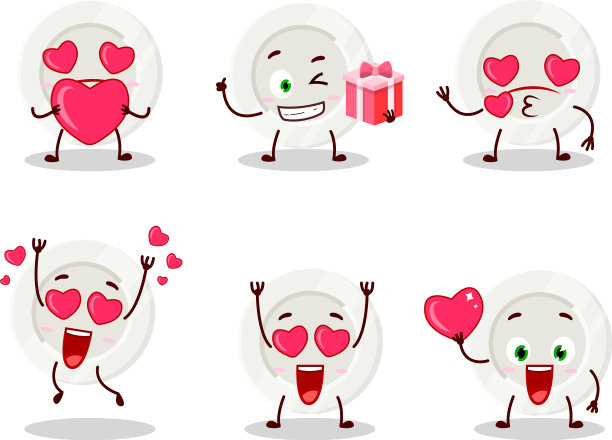 白色的盘子卡通人物与爱可爱图片下载