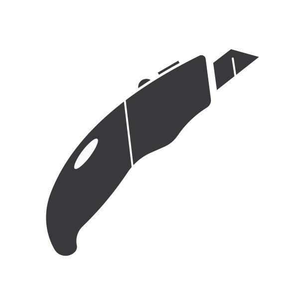 黑色填充文具刀图标孤立图片下载