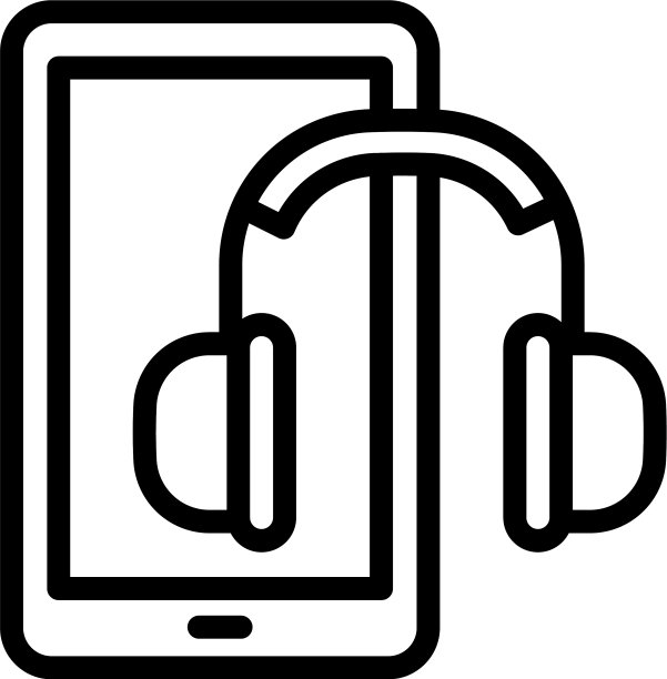 交互式学习耳机图标大纲图片下载