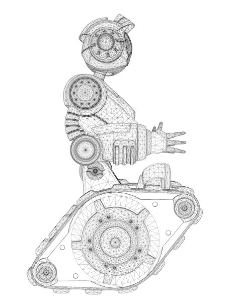 机器人线框隔离在白色背景一侧图片下载