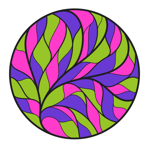 圆形花复古线性标志设计模板图片下载