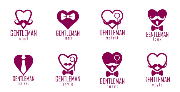 绅士心形图标或标志设置心形形状图片下载