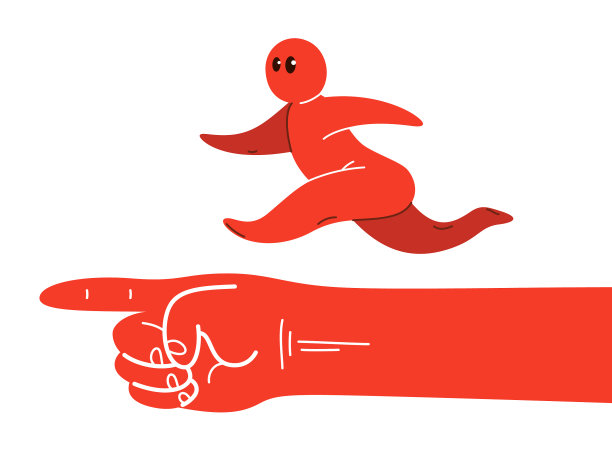 有趣的卡通人物跑在一个尖尖的手平图片下载