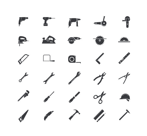 黑色填充修复工具图标集隔离图片下载