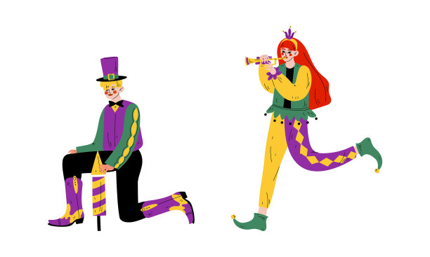 男男女女穿着鲜艳的服装参加马戏表演图片下载