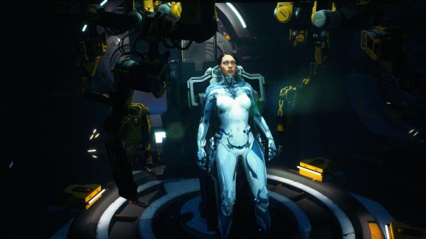 这个机器人女孩正在等待预定的维修和系统更新。这名女子是用3D电脑图形创造出来的。3 d渲染。这张图片非常适合小说、网络和科幻背景。图片下载