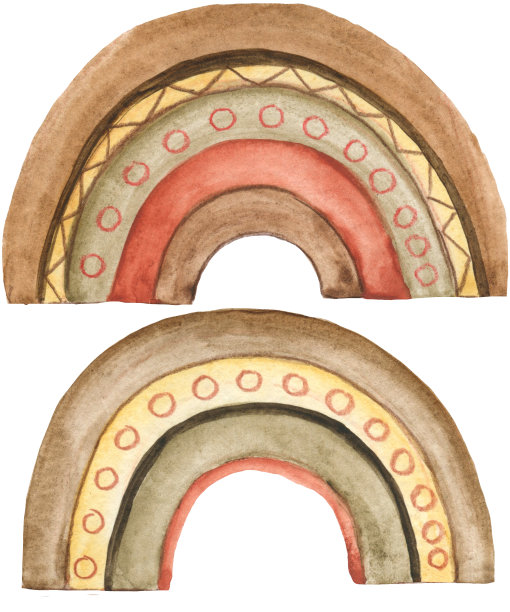水彩插图，水彩彩虹插图与波西米亚风格水彩玩具彩虹装饰。手绘剪贴画隔离在白色背景。非常适合做卡片，海报，邀请，宝宝派对。图片下载
