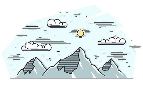 山脉线性孤立在白线艺术图片下载