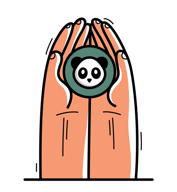 两只手与熊猫熊保护和展示图片下载