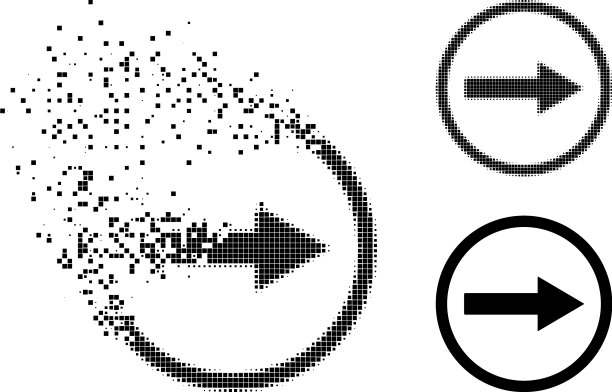 损坏和半色调点右圆形箭头图片下载