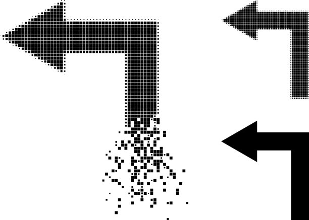 撕碎和半色调点转左字形图片下载