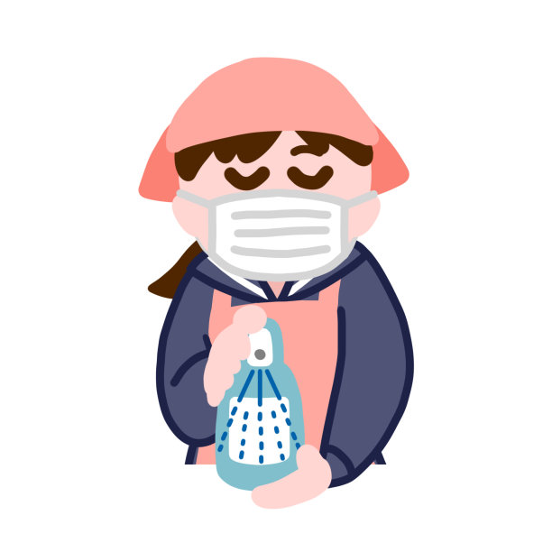 女学生做酒精消毒图片下载