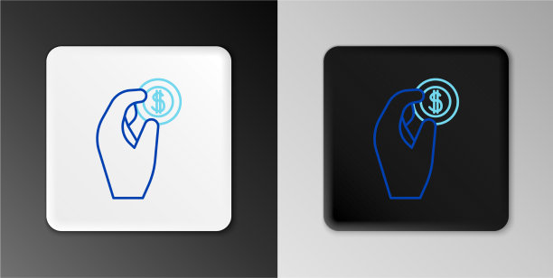 线手握硬币钱币图标孤立上灰色图片下载