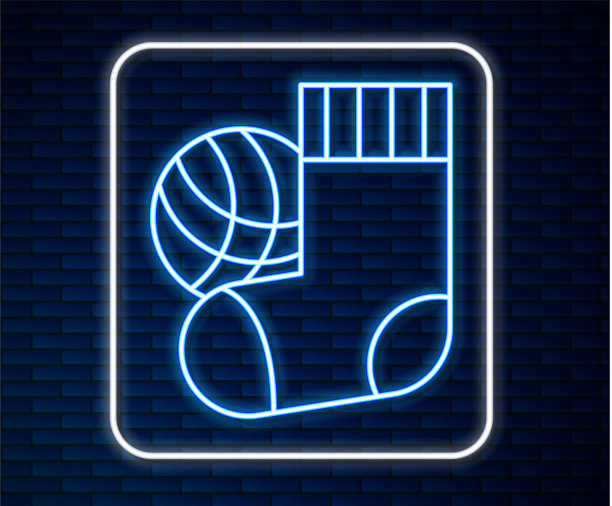 发光的霓虹灯线袜子图标孤立在砖图片下载