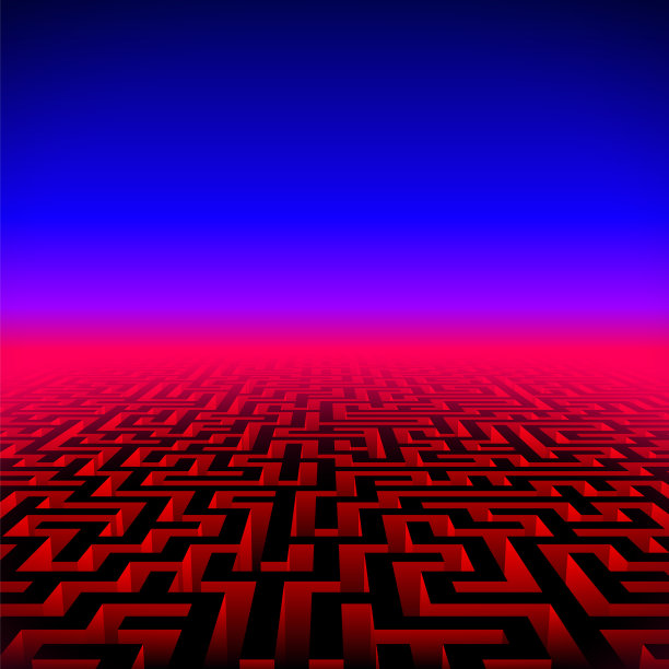 复古游戏潮人迷宫霓虹灯景观图片下载