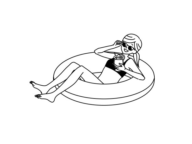 女子骑着游泳圈图片下载