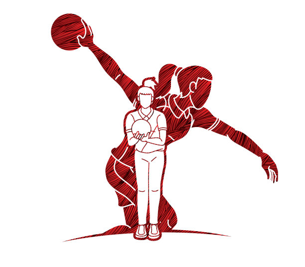 保龄球运动保龄球女玩家动作卡通图片下载