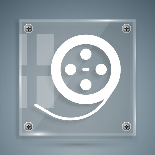 白色胶片卷轴图标孤立在灰色背景图片下载