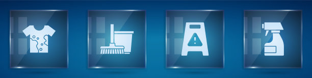 把脏t恤的拖把和水桶弄湿地板图片下载