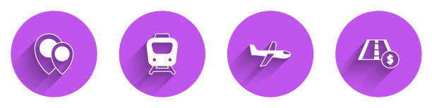 设置地点、火车、飞机和收费公路交通图片下载