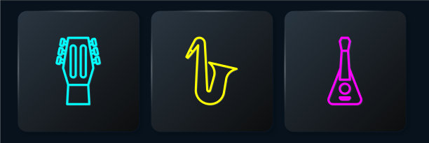 集线吉他和萨克斯乐器图片下载