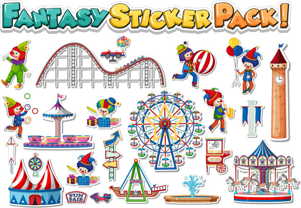 贴纸设置游乐园和游乐场图片下载
