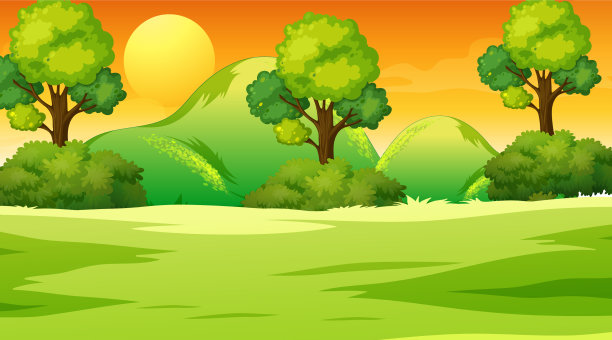 日落时分的空白草地景观图片下载