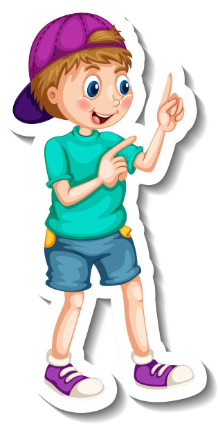 贴纸模板有一个男孩卡通人物图片下载