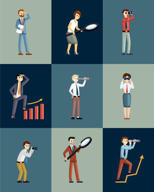 商人们用望远镜和双筒望远镜观察图片下载