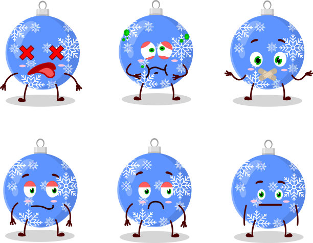 圣诞球蓝色卡通人物与不图片下载