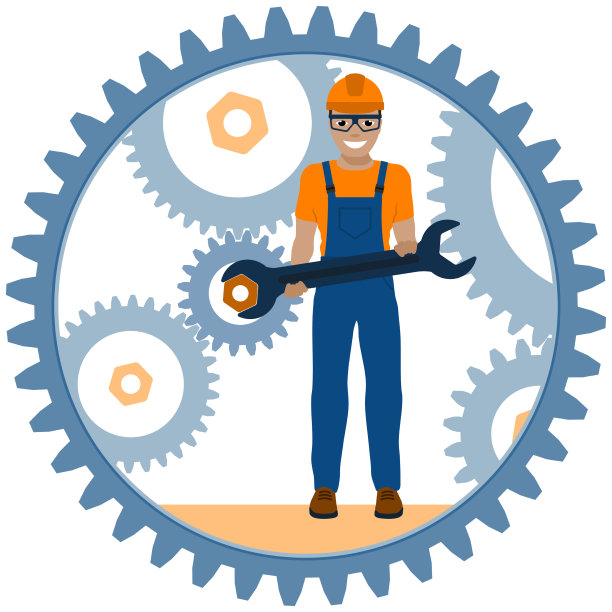 修理工修理齿轮装置图片下载