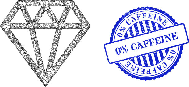 橡胶0%咖啡因徽章和网辉煌图片下载