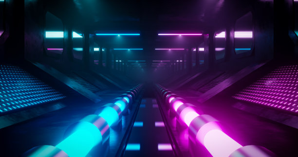 3d渲染科幻走廊背景。图片下载