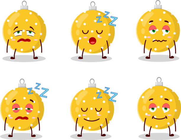 卡通人物圣诞球黄色带图片下载