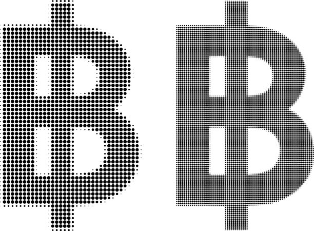 点半色调比特币货币图标图片下载