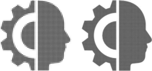 像素半色调电子人头部图标图片下载