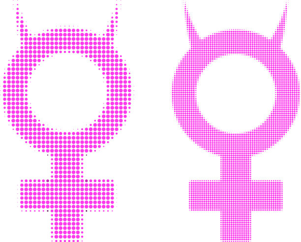 像素半色调恶魔女性符号图标图片下载