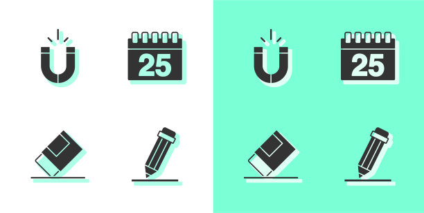 用橡皮擦、磁铁、橡皮或橡皮固定铅笔图片下载