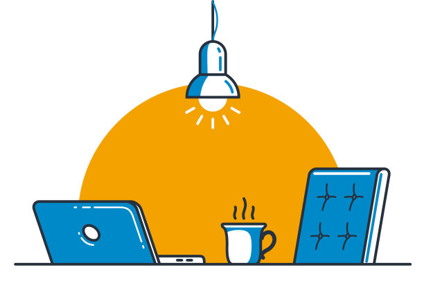 在白色办公室或家里的平面工作台图片下载