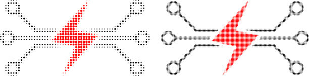 点状半色调能量电路图标图片下载