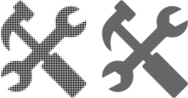 像素半色调锤子和扳手图标图片下载